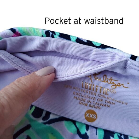 Lilly Pulitzer Luxletic Noelani Weekender Midi LE Leggings in Royal Blue XXS - Picture 7 of 15